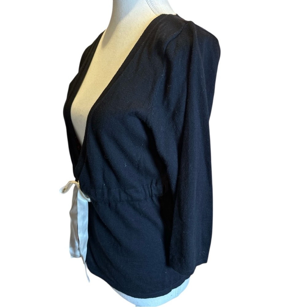 White House Black Market Black Cardigan with White Accents - Picture 5 of 10